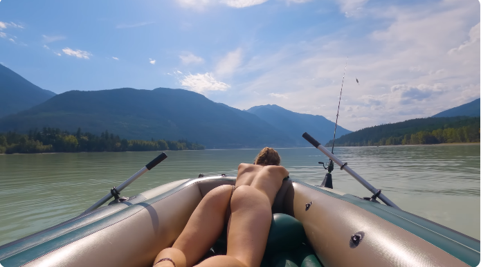 SOLO SURVIVAL SHELTER CAMPING GIRL SKINNY DIPPING FISHING IN MOUTAINS #Lk0VC7iG